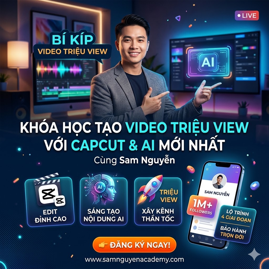 Làm Chủ Video Ngắn Triệu View: Kỹ Thuật Capcut & AI Đỉnh Cao 2026 Cùng Sam Nguyễn