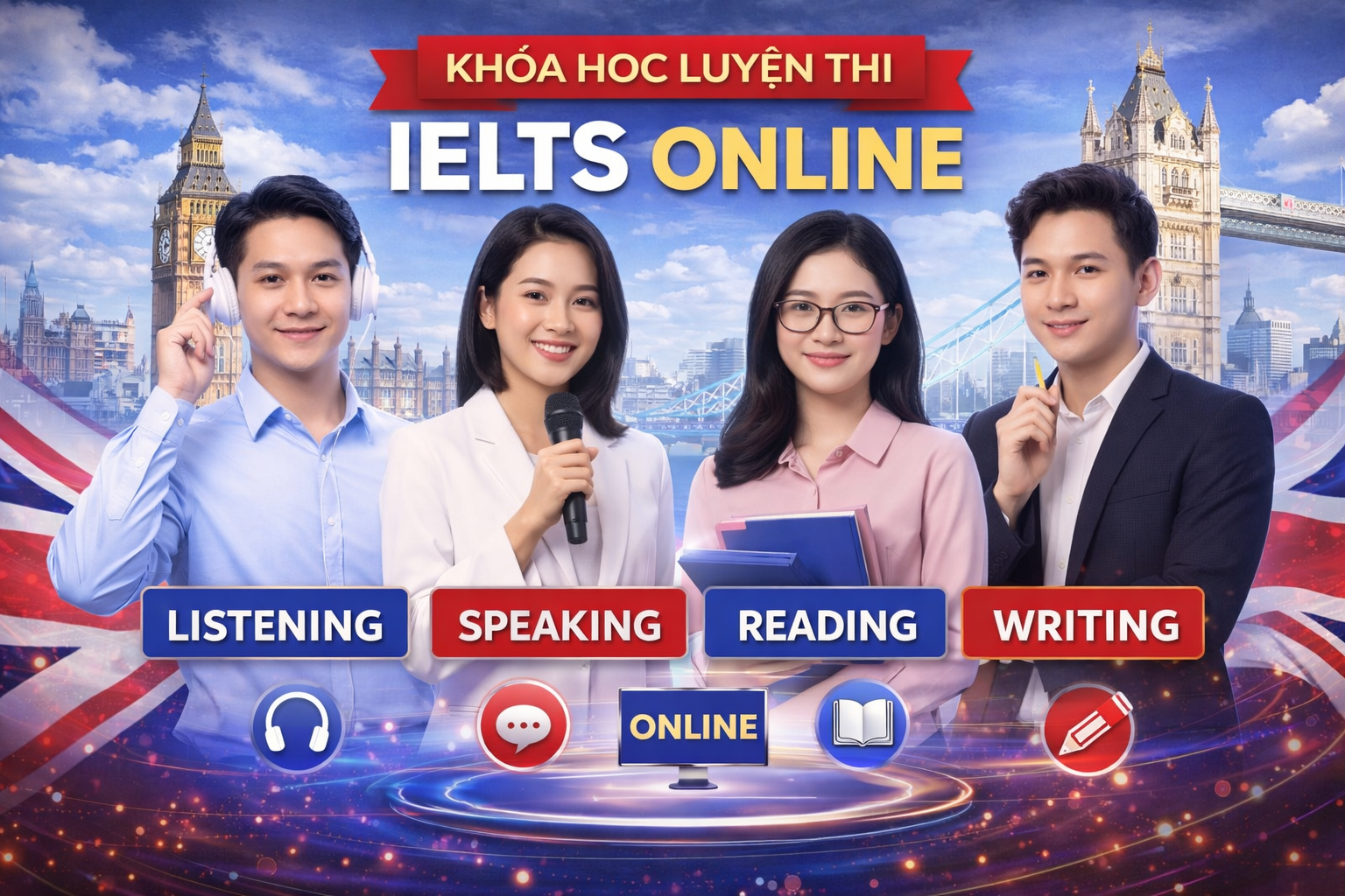 Khóa Học Luyện Thi IELTS Online: Listening, Speaking, Reading, Writing