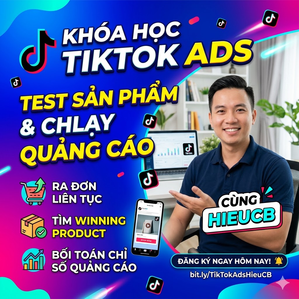 Khóa Học TikTok Ads – Test Sản Phẩm và Chạy Quảng Cáo Cùng HieuCB, Tối Ưu Hiệu Quả Bán Hàng Thực Chiến