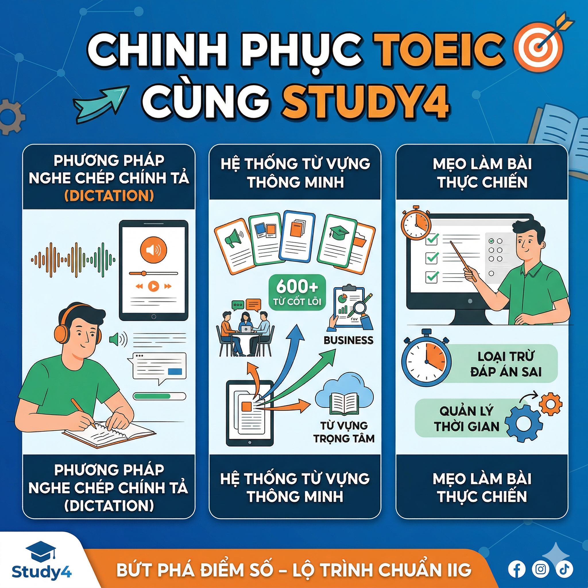 Chinh Phục TOEIC Cùng Study4 – Phương Pháp Nghe Chép Chính Tả (Dictation), Hệ Thống Từ Vựng Và Mẹo Làm Bài Thực Chiến