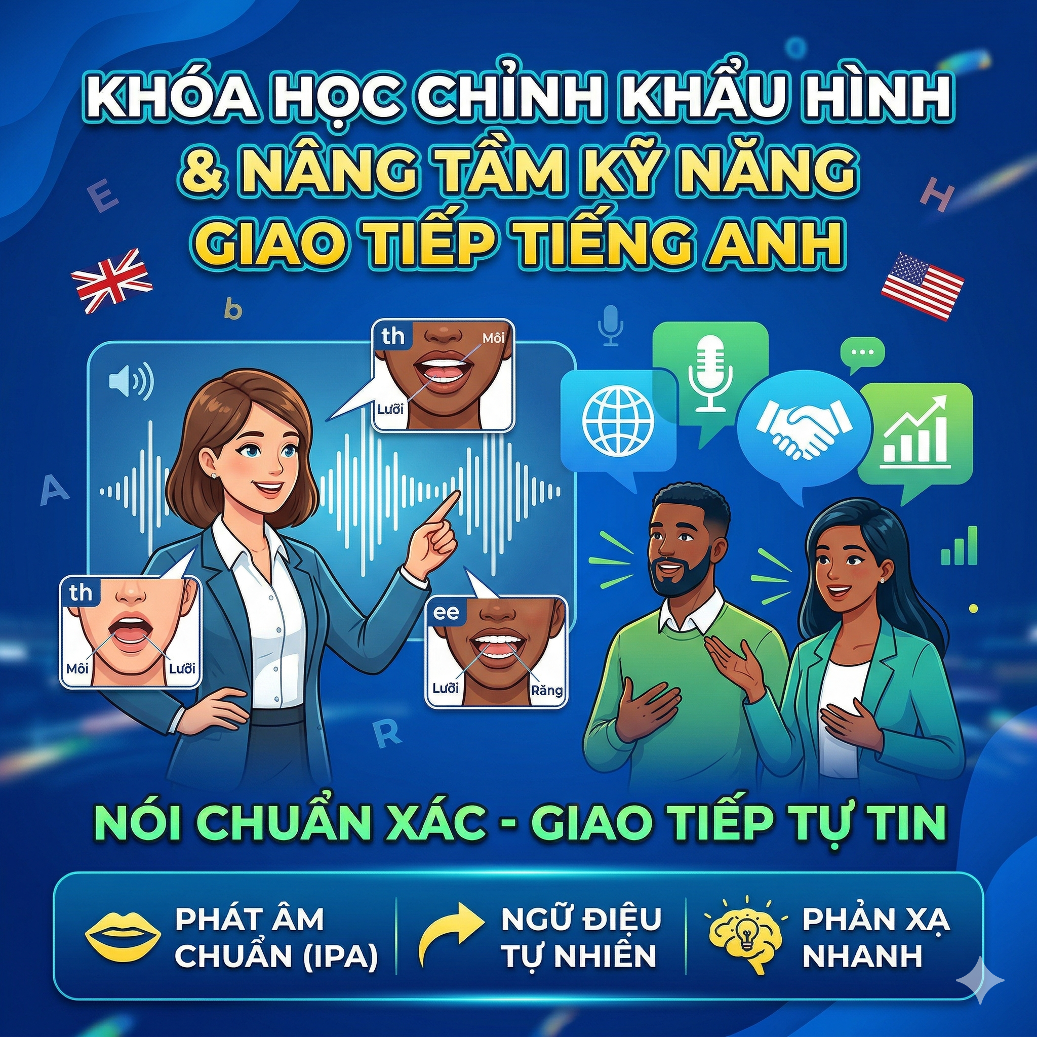 Khóa Học Chỉnh Khẩu Hình & Nâng Tầm Kỹ Năng Giao Tiếp Tiếng Anh