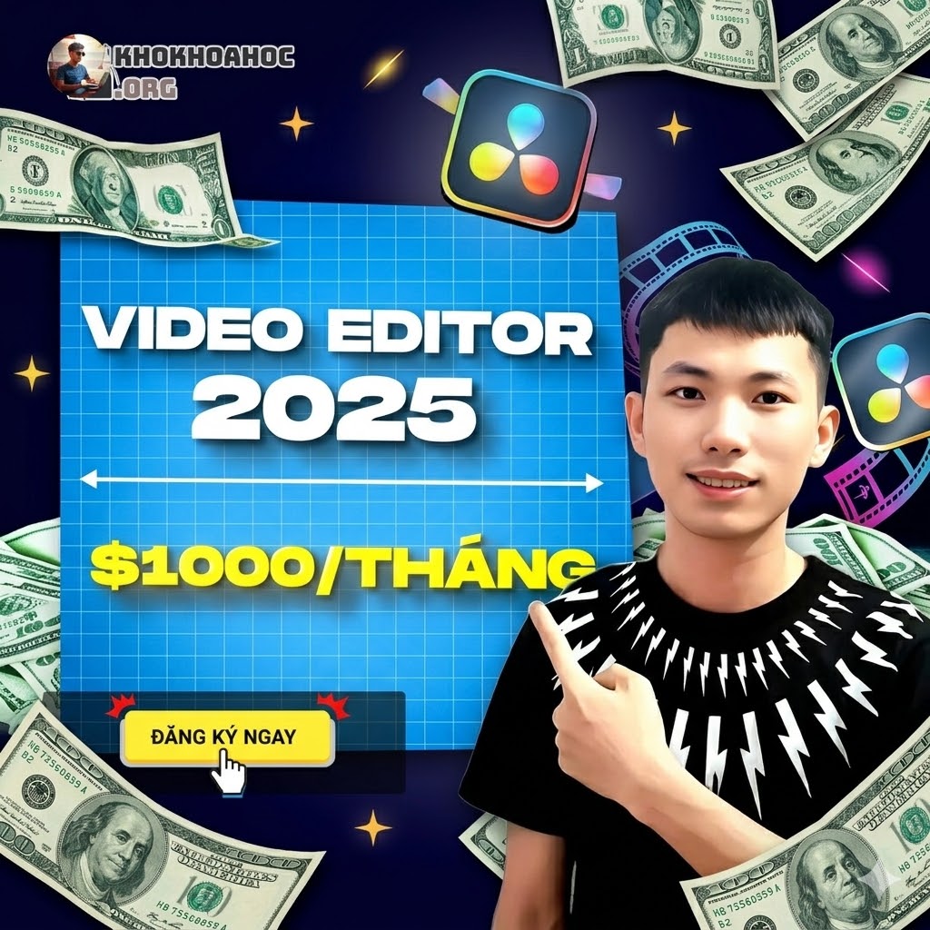 Khóa Học Video Editor Cùng Lợi Đỗ – Lộ Trình Kiếm Thu Nhập Mục Tiêu $1000/Tháng Trong 90 Ngày