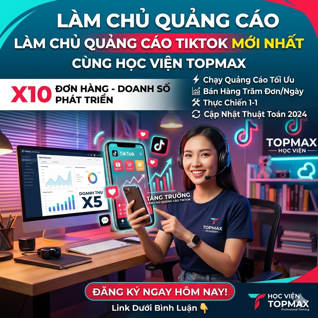 Khóa Học Làm Chủ Quảng Cáo TikTok Mới Nhất Cùng Học Viện Topmax – Tối Ưu Quảng Cáo, Bứt Phá Doanh Số