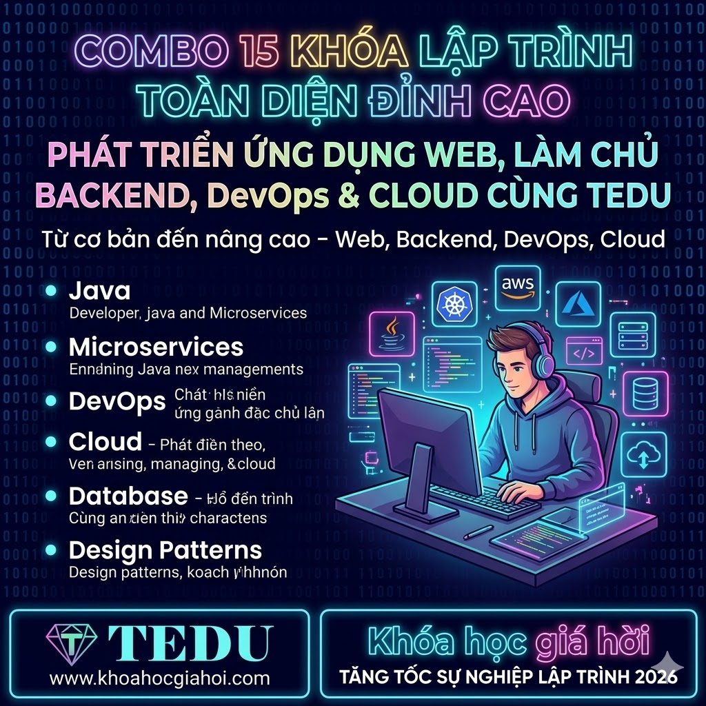 Combo 15 Khóa Lập Trình Toàn Diện Đỉnh Cao – Phát Triển Ứng Dụng Web, Làm Chủ Backend, Devops & Cloud Cùng Tedu