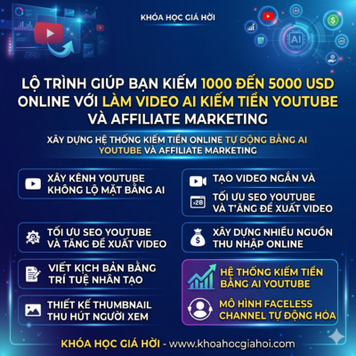 Lộ Trình Giúp Bạn Kiếm $1000-$5000 Online Với Làm Video AI Kiếm Tiền Youtube & Affileate Marketing