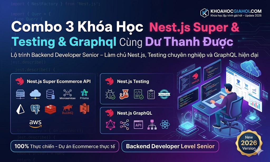Combo 3 Khóa Học Nest.js Super & Testing & Graphql Cùng Dư Thanh Được